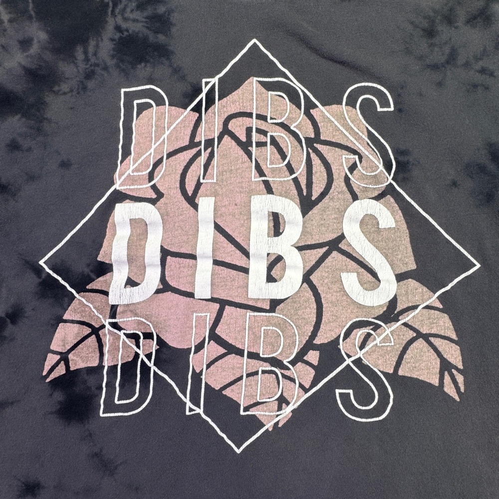 Dibs Shirt Men's Large Rose Floral‎ Short Sleeve T-Shirt Tie Dye Black Gray